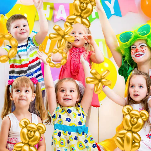 Vista 7 de Globos dorados de 260, 50 globos largos para atar arco de globos, globos mágicos de látex largos y delgados para torcer a granel para cumpleaños