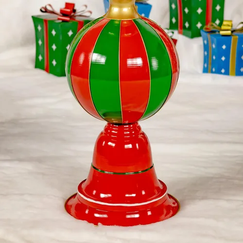 Vista 6 de Torre de adorno navideño de hierro de 5.5 pies de alto (rombos y tiras)