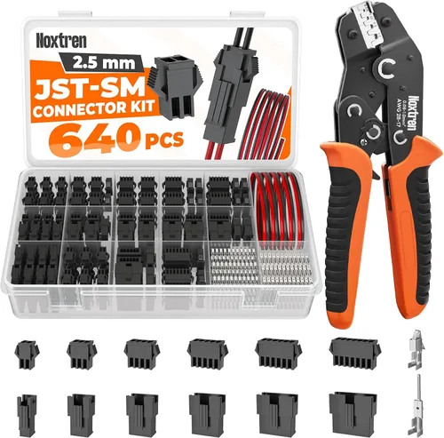 Vista 8 de JST-PH Kit de conectores de 0.079 in y JST-SYP de 0.098 in con herramienta de crimpado de trinquete AWG28-17, juego de terminales de cable de 21