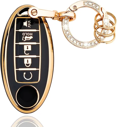 Vista 11 de OLLEN Funda para llavero de TPU de 4 botones con anillo brillante, apta para Nissan Altima Sentra Maxima Murano Rogue Armada Pathfinder, funda