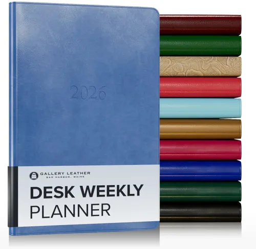 Vista 149 de Gallery Leather Planificador Semanal y Mensual Grande 2025-2026, Calendario Planificador y Cuaderno Elegantemente Encuadernado con Elegantes Bordes