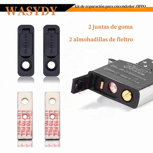 Vista 5 de Kit de reparación de encendedor, juego de pedernal y mecha compatible con encendedores Zippo, piedras de pedernal, mecha de algodón de cobre