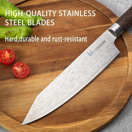 Vista 10 de Cuchillo de chef de 6 pulgadas, cuchillos de cocina, deshuesado de acero inoxidable alemán de alto carbono, cuchillo profesional para carne, aves