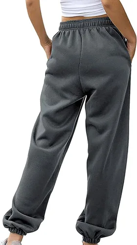 Vista 5 de WPNMASNP Pantalones deportivos casuales de cintura alta para mujer, para otoño, holgados, Y2K, modernos con bolsillos