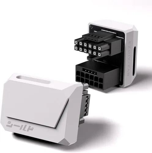 Vista 10 de EZDIY-FAB Adaptador PCIe 5.1 – 600 W 12+4 pines, conector de alimentación de GPU de 16 pines 12VHPWR, adaptador de GPU de 12 V-2x6, ángulo recto