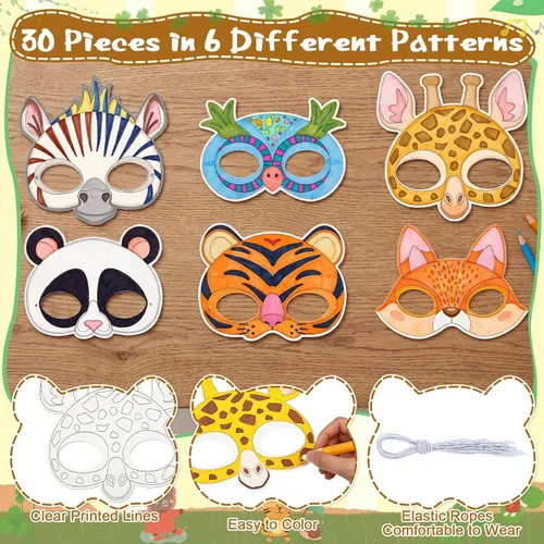 Vista 7 de 30 máscaras para colorear tu propio animal, máscara