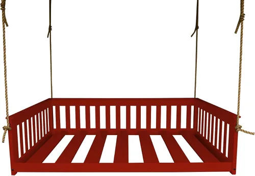 Vista 19 de Amish-Made - Cama de columpio de madera negra con cuerdas Pintura negra