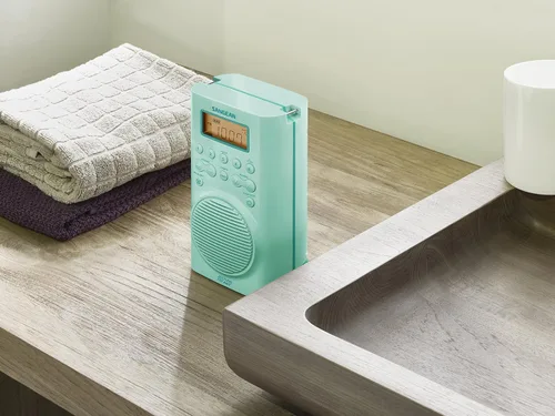 Vista 5 de Sangean H205TQ Radio digital de sintonización AM/FM/Alerta meteorológica portátil, resistente al agua para la ducha, turquesa