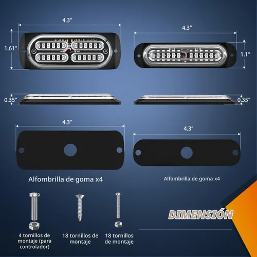Vista 9 de Nilight 8 luces estroboscópicas LED con controlador 12 V 24 V función de sincronización verde luz de advertencia de peligro de emergencia 12 24 LED
