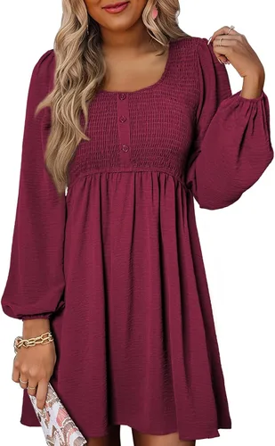 Vista 7 de Dokotoo Vestidos de otoño para mujer 2026 Vestido casual de manga larga Verde