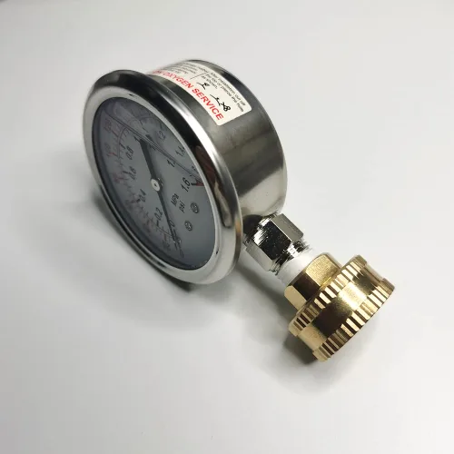 Vista 6 de Medidor de prueba de presión de agua de acero inoxidable 304 lleno de líquido, 0-220psi, pantalla de dial de 2-1/2", medidor de aceite. Rosca hembra