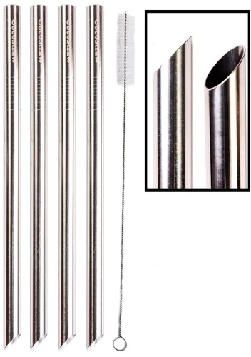 Vista 7 de 2 pajitas BOBA de acero inoxidable extra anchas de 1/2 pulgadas x 9.5 pulgadas de largo, té de burbujas de perlas de tapioca grueso - Marca CocoStraw