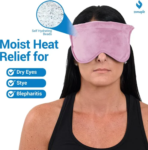 Vista 3 de ZOMPALE - Máscara térmica para ojos secos – Compresión de ojos húmeda para microondas – Compresión cálida para ojos, fatiga ocular y alivio