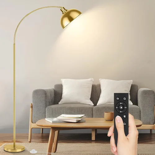 Vista 8 de Lámparas de pie de arco para sala de estar, moderna lámpara de pie alta con control remoto, lámpara de pie negra regulable continua con pantalla
