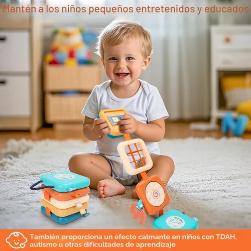 Vista 2 de GRESEESM Montessori - Tabla de actividades para niños de 1 año, juguetes de viaje para niños de 1 a 3 años, tablero de actividades sensoriales