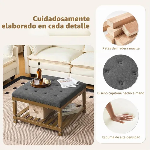 Vista 7 de Befurtori Otomana con banco de almacenamiento, mesa de centro otomana