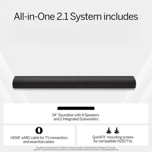 Vista 6 de VIZIO Barra de sonido todo en uno con Dolby Atmos y DTS:X, altavoz Bluetooth - SV210D-0806 (renovado)
