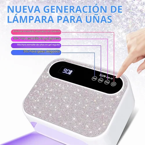 Vista 3 de Lámpara LED para uñas, luz UV profesional para uñas de gel con sensor automático