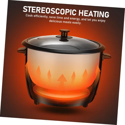 Vista 9 de Lurrose Arrocera eléctrica con tapa transparente, olla portátil para estofado doméstico para sopa de gachas de arroz, sopa y vaporera, enchufe