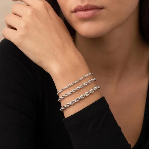 Vista 5 de nometo 925 Sterling Silver Rope Chain Bracelet Box Chain Bracelet Cuerda de plata 0.079 in