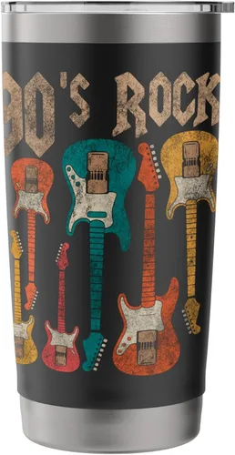Vista 3 de Vintage 90s Rock Guitar Cassette Tape 1990s Disfraz de acero inoxidable vaso aislado