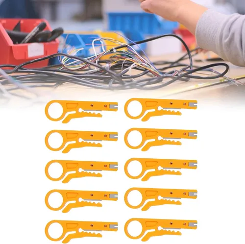 Vista 8 de Tnfeeon Mini pelacables, 10 unidades de pelacables de red para líneas de datos CAT-5, CAT-5e y CAT-6 con un diámetro de 0.197-0.244 in, ABS y acero