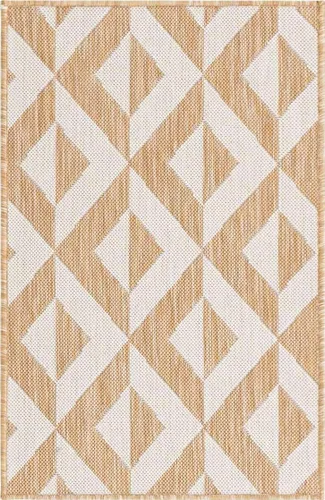 Vista 8 de Unique Loom Jill Zarin Outdoor Collection - Alfombra rectangular (2 pies 2 pulgadas x 3 pies 1 pulgadas, rectangular, beige y marrón)