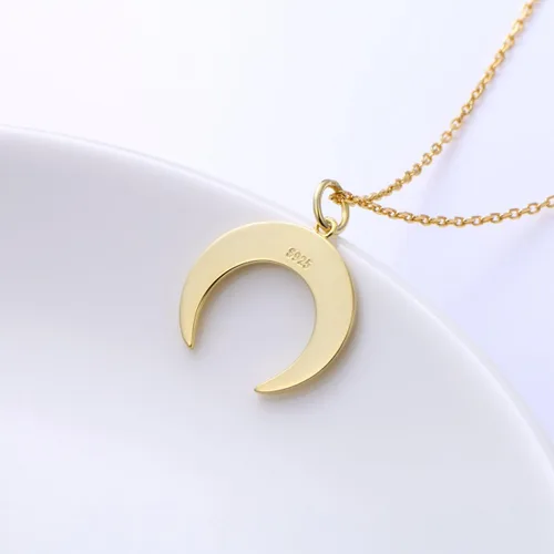 Vista 5 de Collar colgante de plata de ley S925 con diseño de media luna para mujer