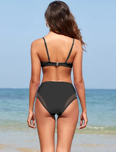 Vista 4 de ZAFUL Womens High Waisted Bikini Sets High Cut Sexy Cheeky Two Piece Bathing Suits