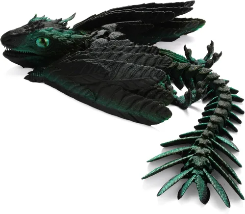 Vista 8 de Guwewu Wyvern Emplumado, Dragón Fidget Articulado Impreso en 3D - Azurewing