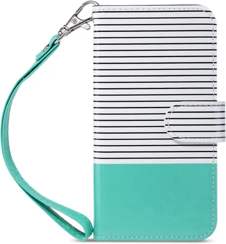 Vista 24 de ULAK Funda tipo cartera para iPhone SE (2022)/SE (2020)/8/7, tarjetero con Brillo