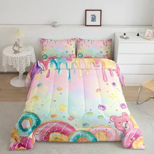 Vista 10 de Castle Fairy - Juego de funda de edredón con bandera estadounidense tamaño King, ropa de cama para niñas y adolescentes, funda de edredón con Multi