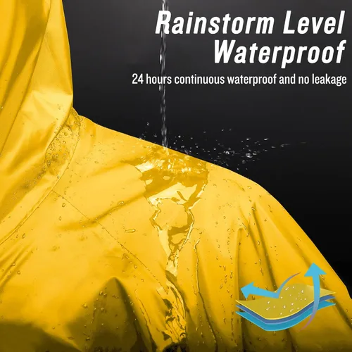 Vista 4 de Chaqueta de lluvia de seguridad larga con capucha para hombre, impermeable, poncho de emergencia
