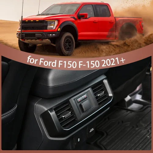 Vista 5 de Bisel de aire acondicionado trasero de fibra de carbono auténtica para Ford F-150 F150 Raptor Limited Lariat Off-Road Truck 2021 2022 2023 2024