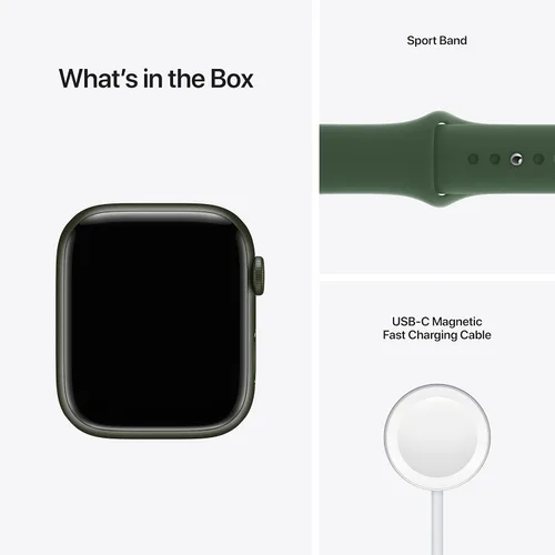 Vista 5 de Apple Reloj Serie 7 (GPS + celular, 1.77 pulgadas) - Caja de aluminio verde con correa deportiva Clover (renovado Premium)