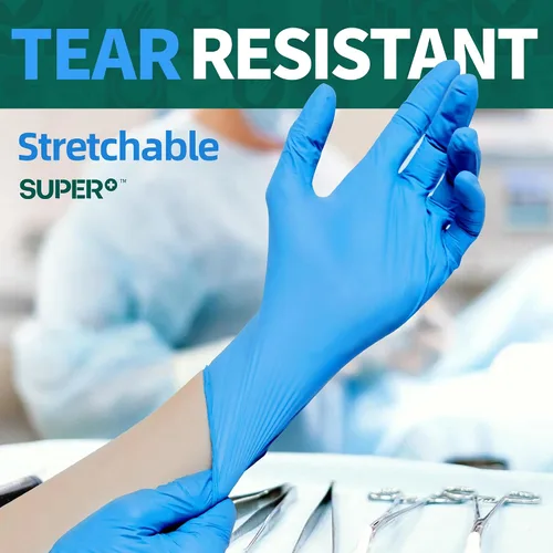 Vista 6 de Supmedic Vinyl Disposable Exam Gloves, 4Mil Powder-Free Latex-Free Food Grade Cooking Cleaning Medical Glove Blue 100&1000 Ct