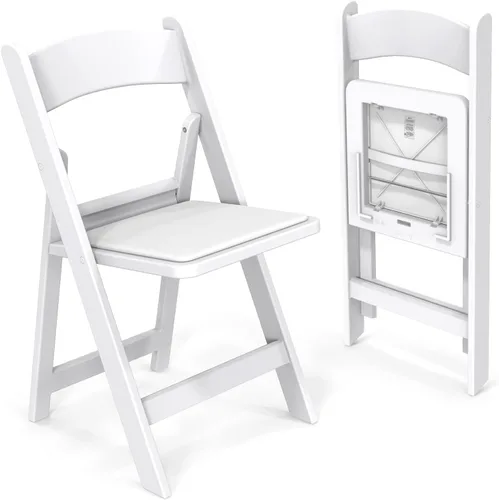 Vista 9 de FCH Silla plegable de plástico con asiento acolchado, sillas plegables de resina con cojín suave, cómoda y resistente, adecuada para interiores