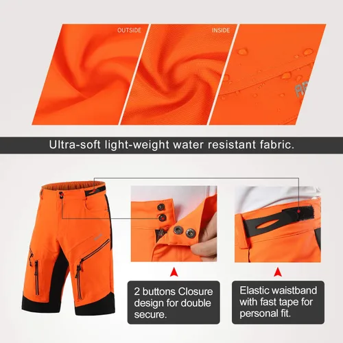 Vista 3 de Arsuxeo - Pantalones cortos de ciclismo para hombre para bicicleta, ajuste holgado MTB, resistente al agua 1903
