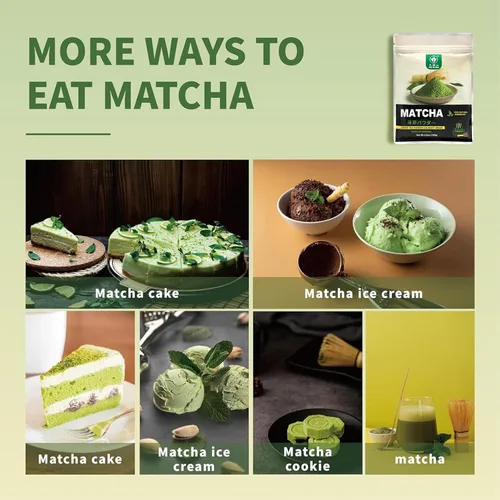 Vista 7 de TIAN HU SHAN Polvo de té verde Matcha 3.5 oz/100 g, Polvo de Matcha puro de grado culinario sin azúcar para latas, cocina, horneado, vegano 100%