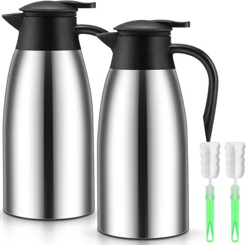 Vista 7 de Uiifan 2 Piezas Jarras Térmicas de 68oz con Aislamiento de Acero Inoxidable de Doble Pared Frasco al Vacío con Cepillos para Mantener Café y Té por