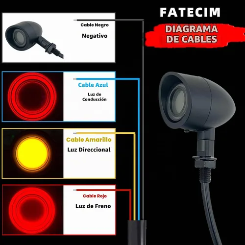 Vista 4 de FATECIM 2 luces traseras LED para motocicleta, intermitentes, luces de freno con visera, luces traseras de motocicleta, intermitentes traseros