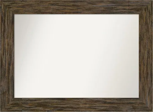 Vista 7 de Amanti Art Espejo personalizado, espejo de baño marrón Fencepost, espejo de pared o espejo de tocador de baño sobre el fregadero (27 x 27 pulgadas)