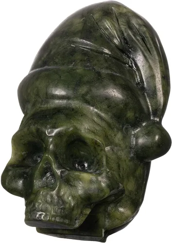Vista 13 de Nupuyai Estatua de cabeza de perro de jade verde natural para decoración de oficina en casa, figura de animal tallada curativa, escultura