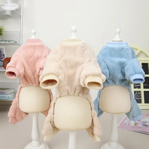 Vista 6 de Izefia Suéter para perro, ropa de forro polar de lana para invierno, sudadera cálida de 4 patas, pijama con estampado torcido, suéter para perro Azul