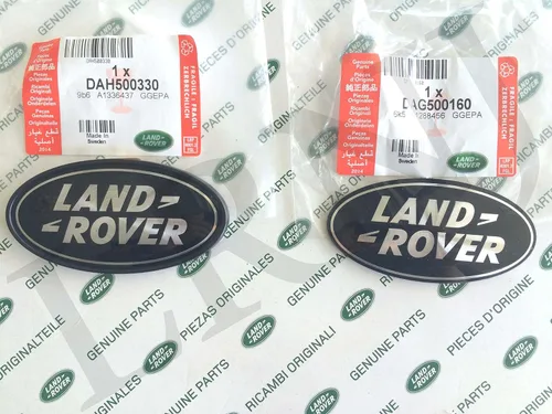 Vista 2 de Land Rover Insignias Ovaladas Negras SOBRE Plata - Nuevas Piezas Originales DAG500160 + DAH500330