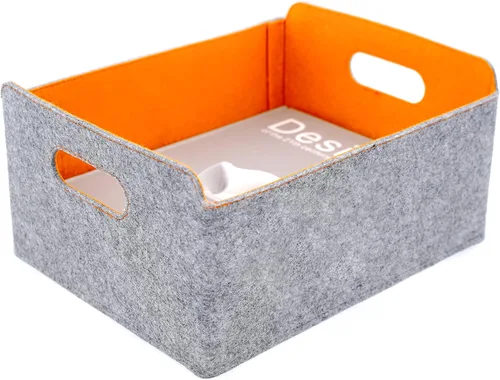 Vista 20 de Welaxy Cestas de almacenamiento plegables de fieltro, cubos de almacenamiento para estantes, caja de fieltro para niños, juguetes, revistas, libros