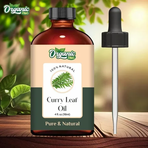 Vista 3 de Organic Zing Aceite de hoja de curry de grado cosmético (4.0 fl oz / 3.99 fl oz) con cuentagotas – Aceite botánico para el cuidado de la piel