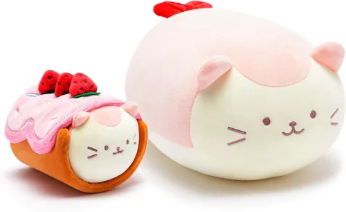 Vista 8 de Anirollz - Juego de 2 almohadas de peluche de felpa, Pollito en hamburguesa para regalar