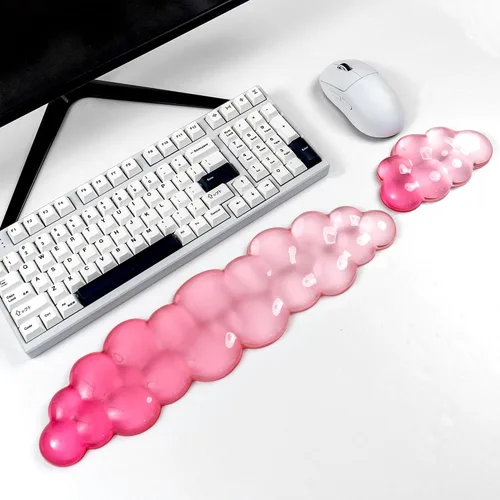 Vista 11 de Set de reposamuñecas ergonómico de gel de silicona para teclado y ratón Cloud – Reposamuñecas transparentes para teclado de computadora 60%/68%/75%