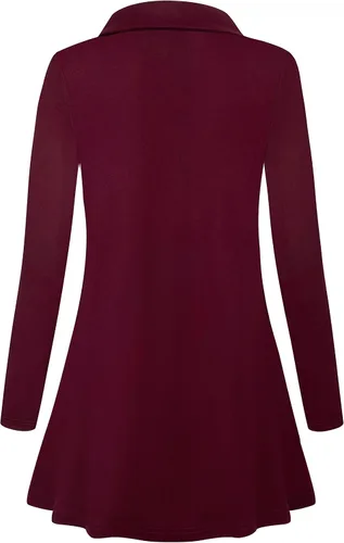 Vista 4 de Miusey Sudadera tipo túnica con cremallera para mujer, cuello y ligera, chaqueta larga
